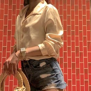 Yellow satin blouse